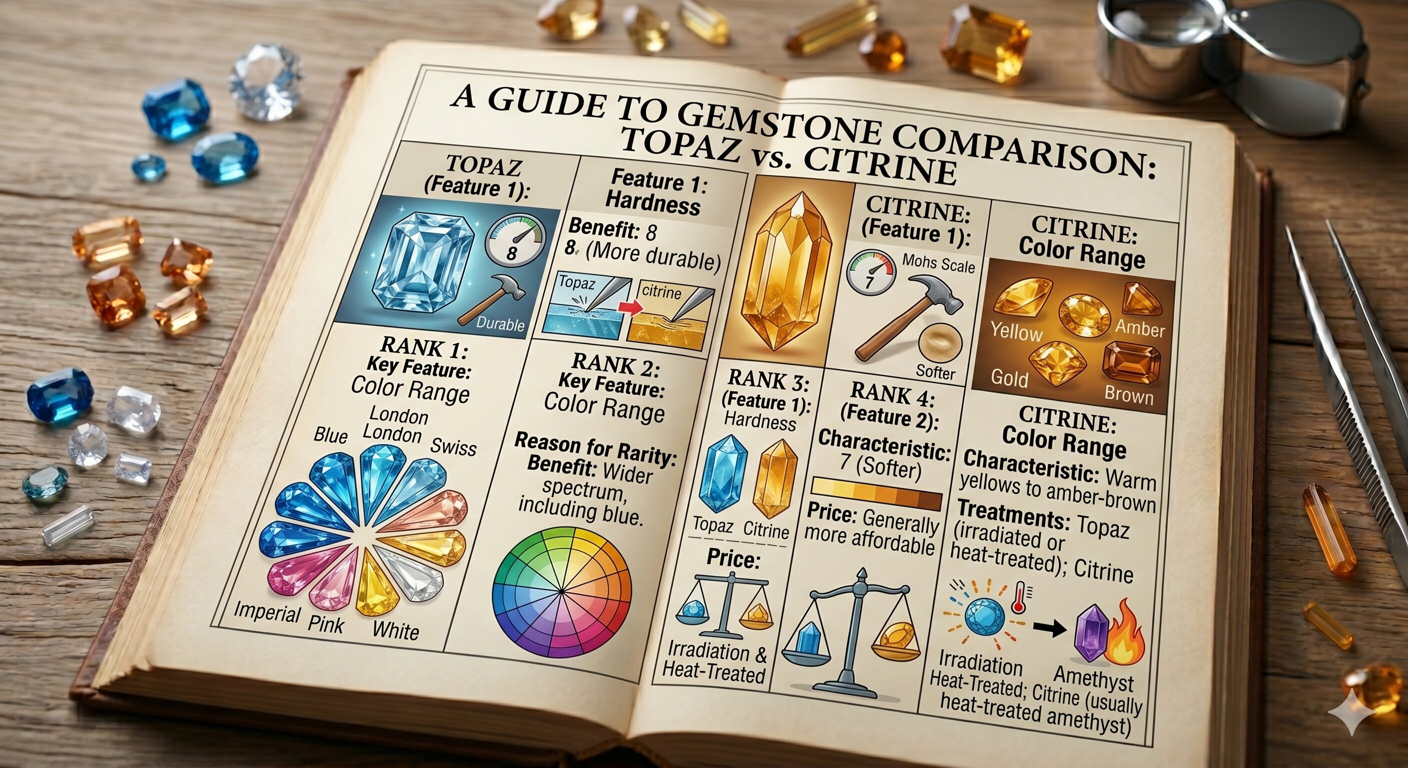 A guide to gemstone comparison Topaz v citrine